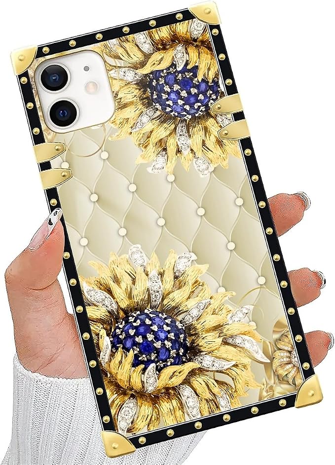 Compatible with iPhone 11 Case, Sunflower Diamonds Leather Luxury Golden - Image 5