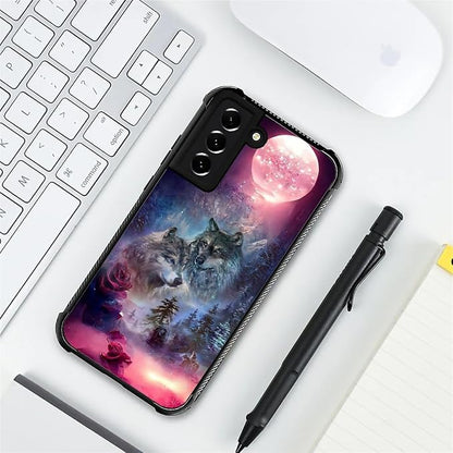 for Samsung Galaxy S21 Plus Case, Star Two Wolfs Howling Pattern Graphic Design - Image 7