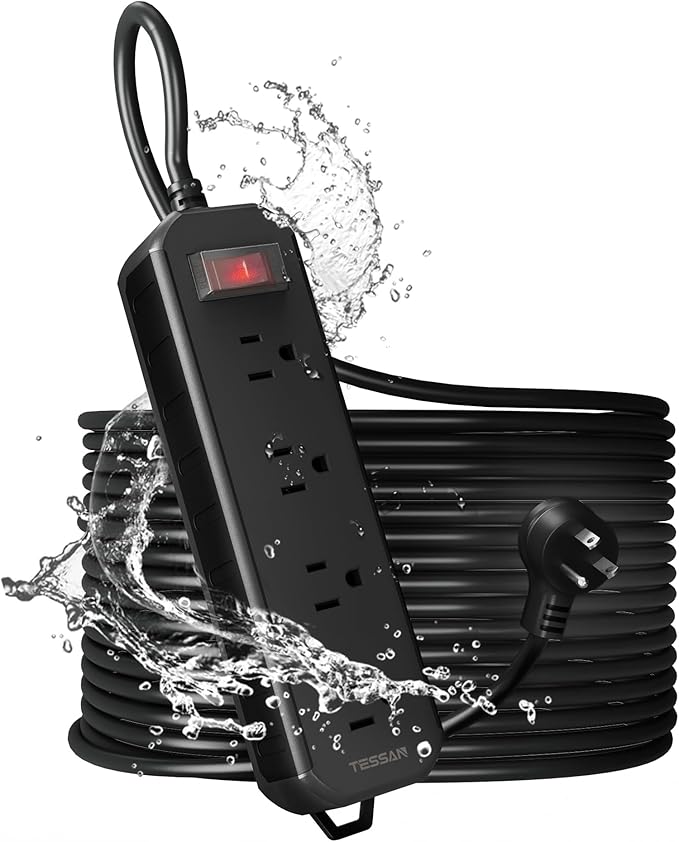 TESSAN Outdoor Power Strip Weatherproof, 50FT Extension Cord Waterproof by TESSAN