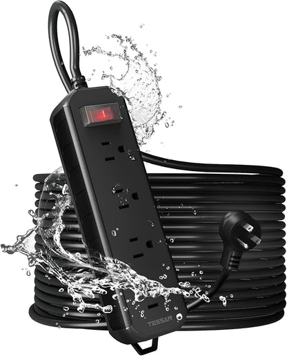 TESSAN Outdoor Power Strip Weatherproof, 50FT Extension Cord Waterproof by TESSAN