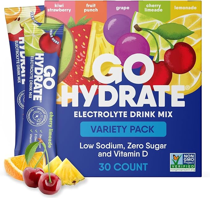 GoHydrate Low Sodium Electrolytes Powder Packets Sugar Free by GoHydrate