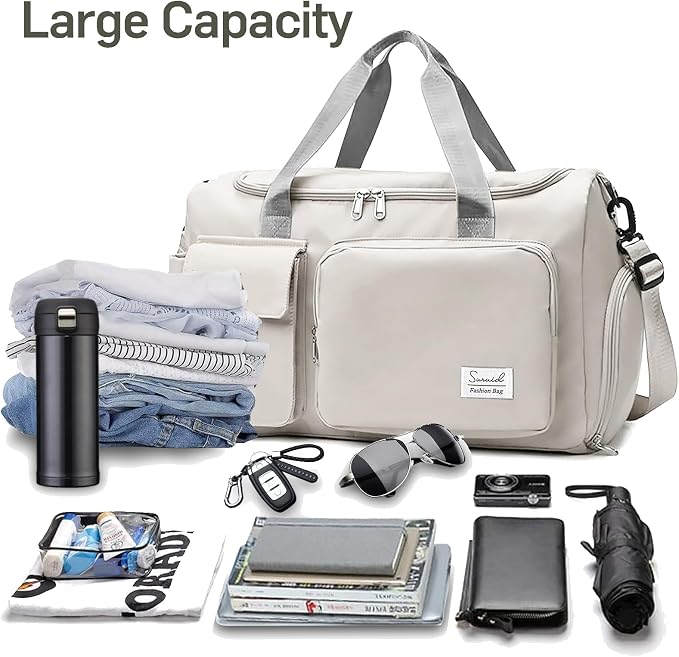 Suruid Travel Duffel Bag with Shoes Compartment Sports Gym Bag with Dry Wet - Image 4