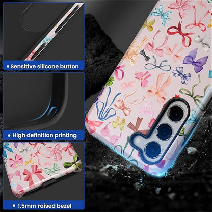 for Samsung Galaxy S23 Plus Case, HL2 Aesthetic Color Bow Tie Hybrid 2 Layer - Image 3