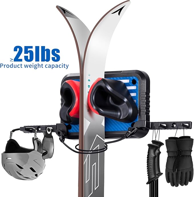 Ski Rack Wall Mount Ski & Snowboard Skateboard Wall Mount Fits Any Board holder - Image 4