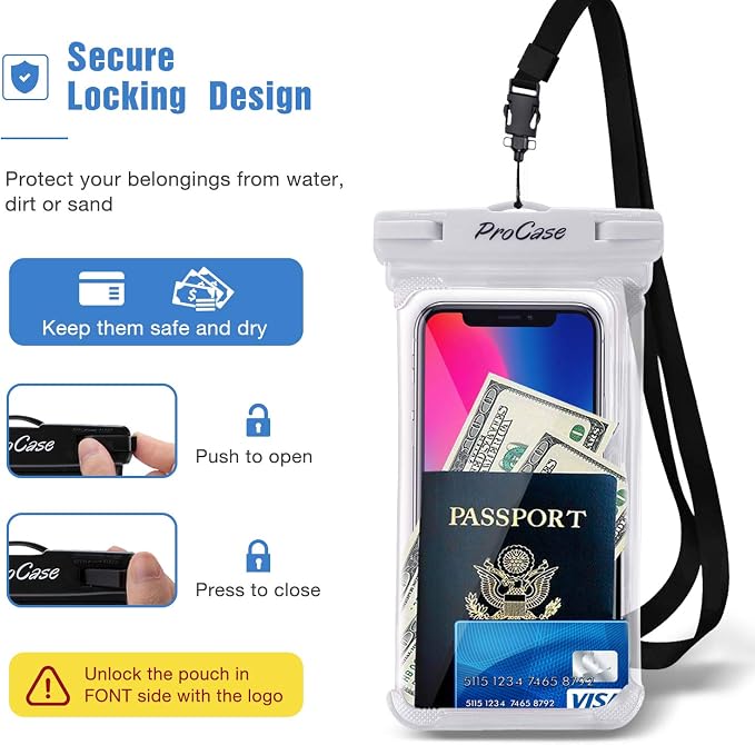 ProCase 2 Pack Waterproof Phone Pouch, Underwater Phone Case Up to 7", Dry Bag - Image 5