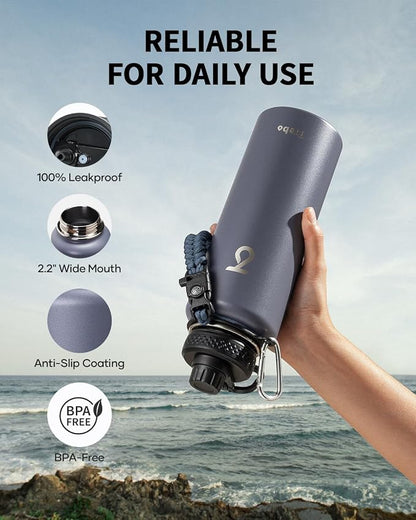 Trebo Water Bottle 40oz with Paracord Handle, Half Gallon Large Vacuum Triple - Image 5