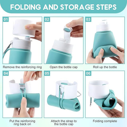 LemonRoad 2 Pcs 26 oz Silicone Collapsible Water Bottle, Portable Foldable - Image 7