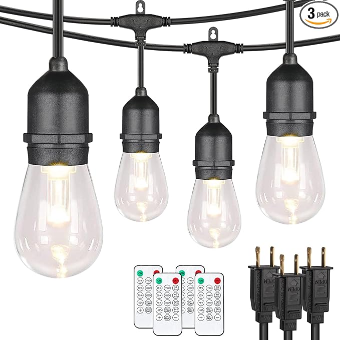 Mlambert 144Ft 3-Color in 1 48Ft Remote LED Dimmable Outdoor String Lights by Mlambert