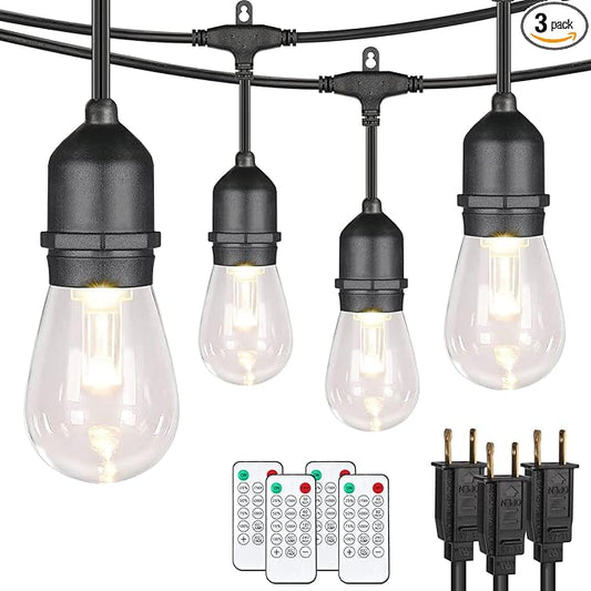 Mlambert 144Ft 3-Color in 1 48Ft Remote LED Dimmable Outdoor String Lights by Mlambert