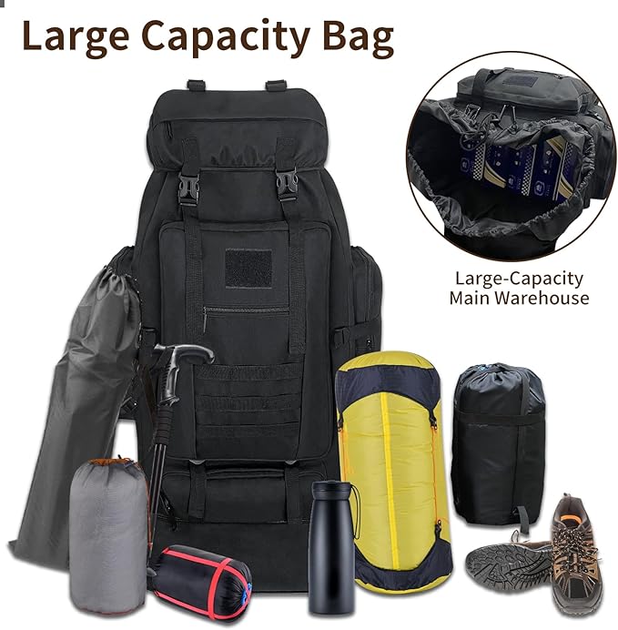 Hiking Backpack, 100L Large Camping Backpack, Expandable Waterproof MOLLE - Image 6