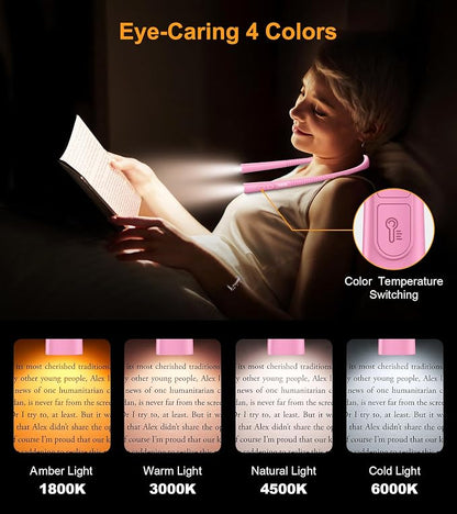 Gritin Book Light, Eye Caring 4-Color & 5-Brightness Neck Light Reading Light- - Image 3