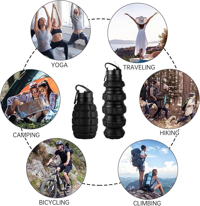 QiCheng&LYS Collapsible Water Bottle Sports Bottle 19.5OZ/580ml Travel Water - Image 4