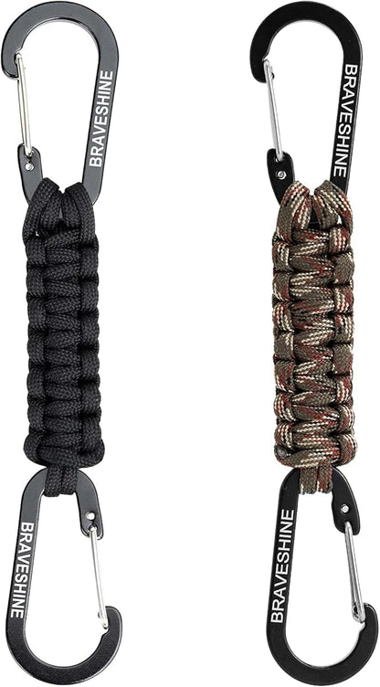BRAVESHINE Paracord Keychain Carabiner Clip, D Ring Lanyard Hanger Stroller Hook by BRAVESHINE