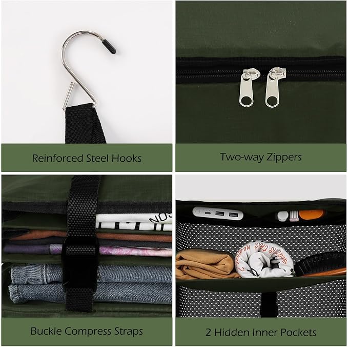 Surblue Hanging Closet Storage Bag Collapsible 3-Shelf Washable Oxford Fabric - Image 6
