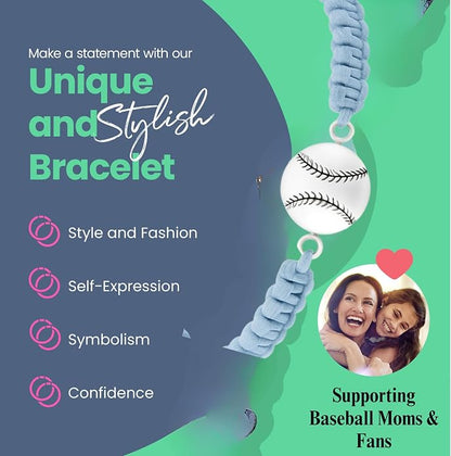 Sportybella - Baseball Bracelet, Baseball Jewelry, Adjustable Braided Baseball - Image 2