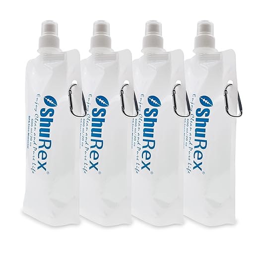 4 Pack 20oz/ 600ml Collapsible Water Pouch - Image 2