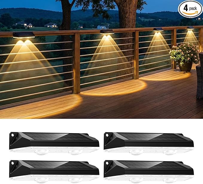 Brightown 4 Pack Solar Lights Outdoor Waterproof, Color Changing Solar Fence by Brightown