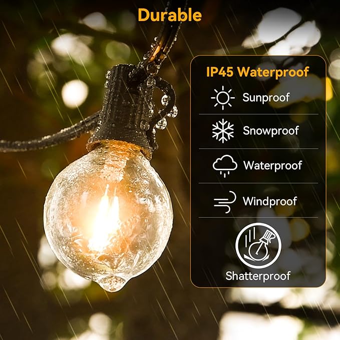 100ft Outdoor String Lights Waterproof/Connectable/Dimmable - Image 3