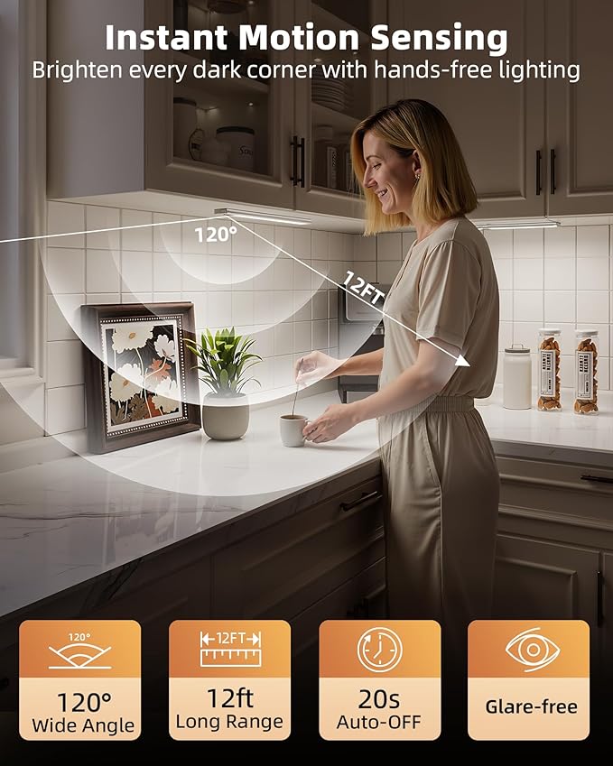 EZVALO 10inch Under Cabinet Lighting, LED Motion Sensor Light Indoor, 2400mAh - Image 3