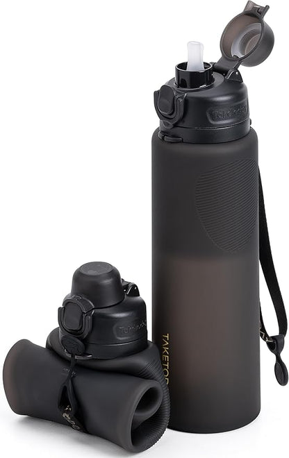 TakeToday Collapsible Water Bottles 32oz, Foldable Travel Water Bottle by TAKETODAY