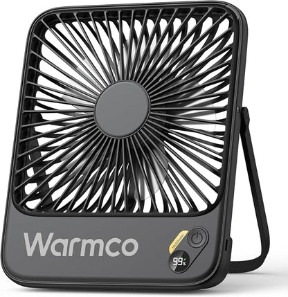 Warmco 10000mAh Portable Travel Fan 7-inch, Max 24H Runtime, Ultra-thin Quiet by Warmwinterscoolsummers