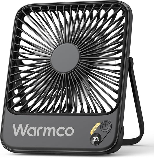 Warmco 10000mAh Portable Travel Fan 7-inch, Max 24H Runtime, Ultra-thin Quiet by Warmwinterscoolsummers