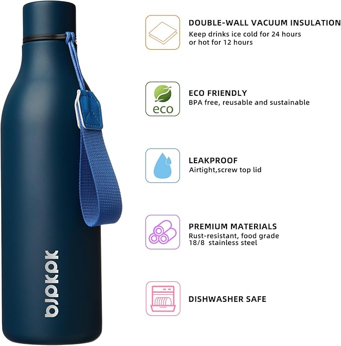 BJPKPK Insulated Water Bottles, 25 oz Stainless Steel Metal Water Bottle - Image 2