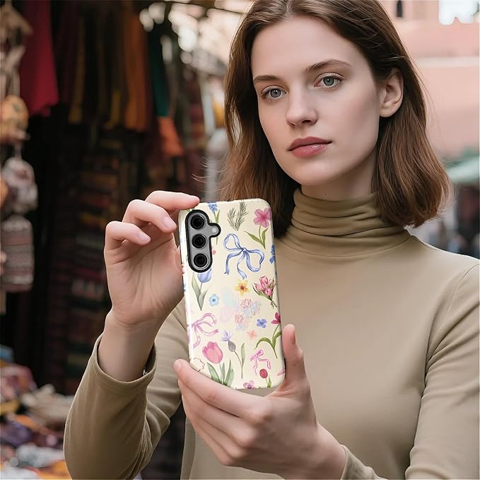 for Samsung Galaxy S25 Case, HL2 Aesthetic Flower Preppy Collage Hybrid 2 Layer - Image 5