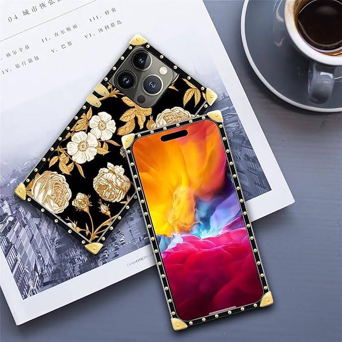 Compatible with iPhone 15 Pro Max Case, Blooming Rose Golden Flower Luxury - Image 6