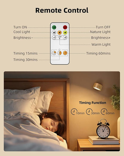 LED Wall Mounted Lights, 2 Pack Rechargeable Wall Sconce Lamps, 3 Color Temps & - Image 2