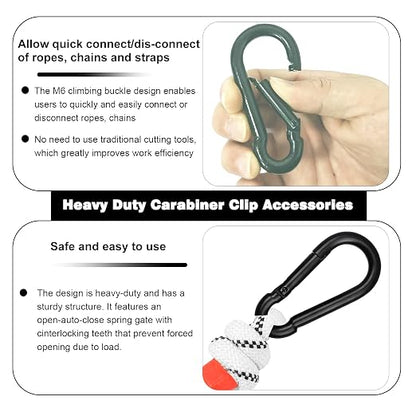 100 PCS 2.36'' Spring Snap Hook Carabiner, M6 1/4 Inch Galvanized Black Steel - Image 3