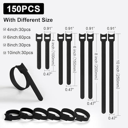 150PCS Cable Ties, 4+6+8+10 inch Cable Ties - Image 2