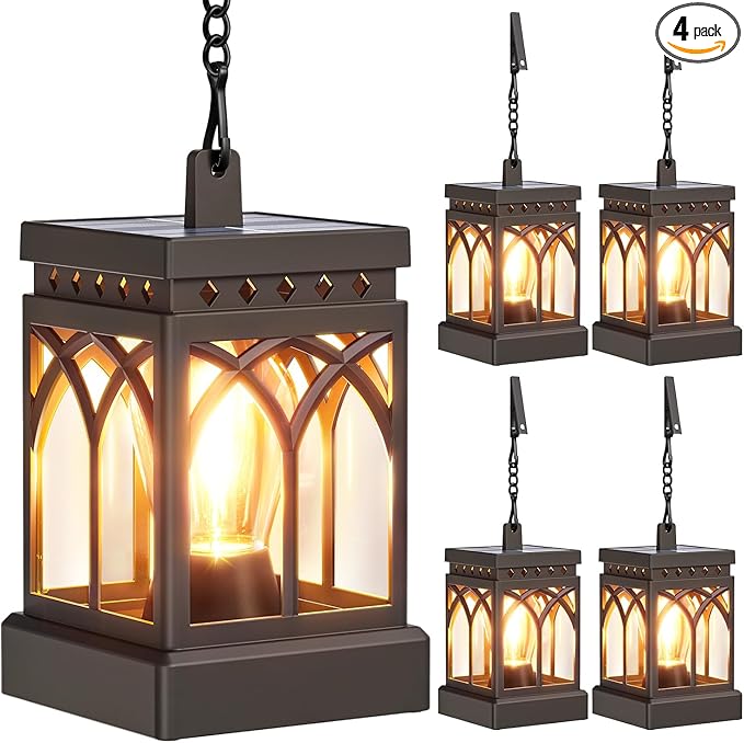 KOOPER 4 Pack Solar Lanterns Outdoor Waterproof, Brighter Hanging Solar Lantern by KOOPER