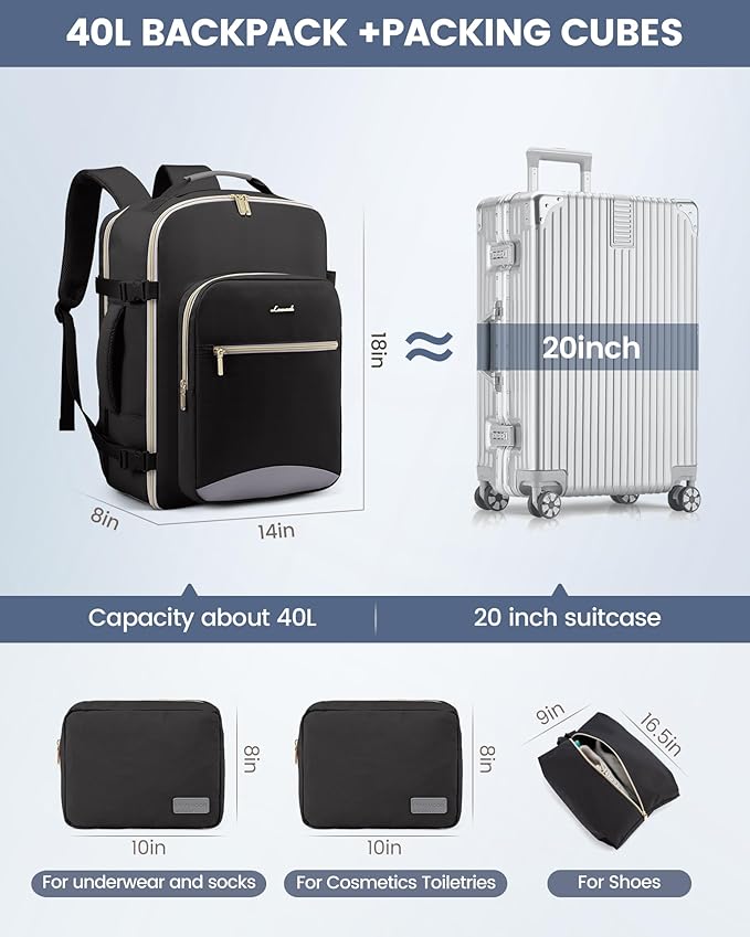 LOVEVOOK Travel Backpack for Women & Men 40L, Airline Approved Carry On - Image 5
