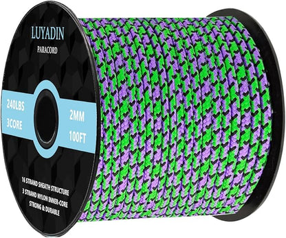 Paracord 240lb - Diameter 2mm Micro Utility Cord -3 Strand Parachute Spool Cord by LUYADIN