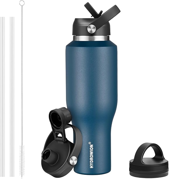 HYDROWION Water Bottles with Straw, 40oz Insulated Water Bottle fit in Car Cup by HYDROWION