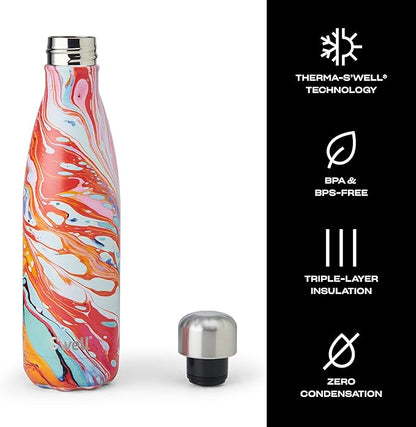 S'well Stainless Steel Water Bottle, Marble Swirl, Triple Layered Vacuum - Image 3