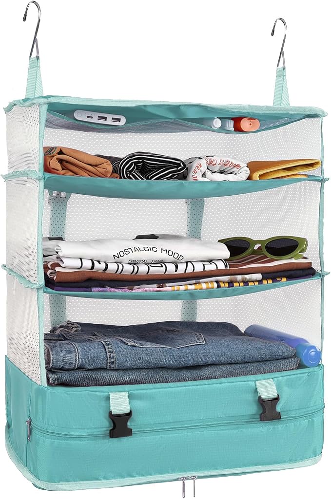 Surblue Hanging Closet Storage Bag Collapsible 3-Shelf Washable Oxford Fabric by SURBLUE