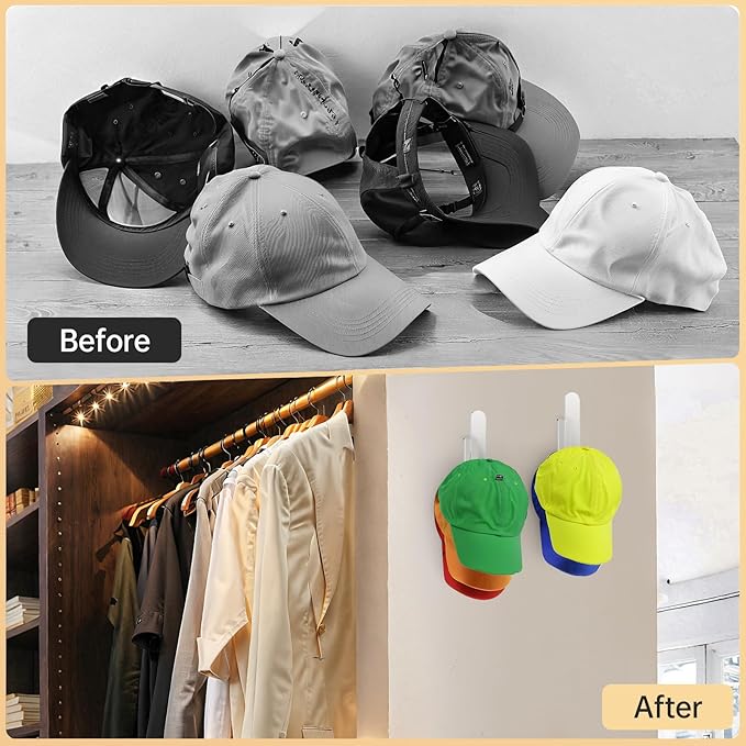 PAVSTINE Acrylic Hat Hook for Wall, 2 Pack Hat Organizer for Baseball Cap - Image 5