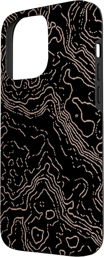Topography Black & Brown Abstract Pattern Topographic Map Case - Image 2