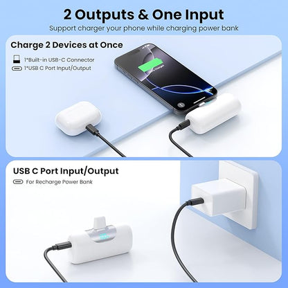 Mini Portable Charger for iPhone 17/16, 5500mAh LCD Display USB C Power Bank - Image 5