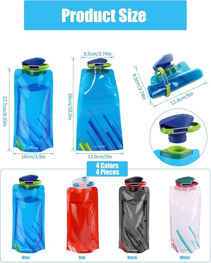 4 Pack Collapsible Water Bottle - Image 5