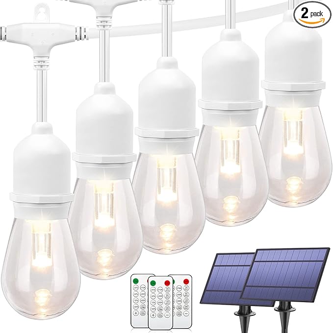 Mlambert 96FT 3-Color in 1 Dimmable Solar String Lights Outdoor, Remote Patio by Mlambert