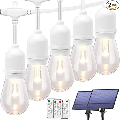 Mlambert 96FT 3-Color in 1 Dimmable Solar String Lights Outdoor, Remote Patio by Mlambert