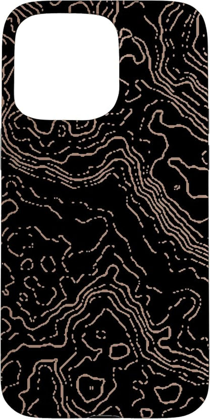 Topography Black & Brown Abstract Pattern Topographic Map Case by Unknown