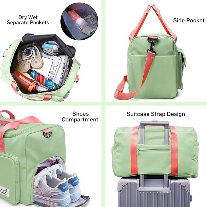 Suruid Travel Duffel Bag with Shoes Compartment Sports Gym Bag with Dry Wet - Image 3