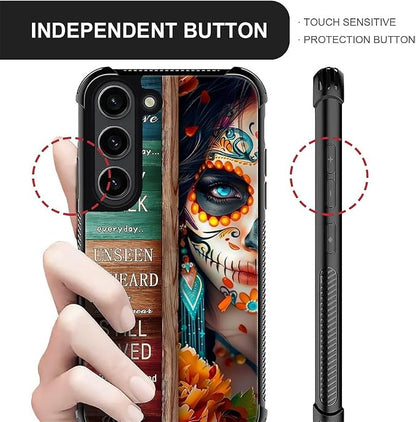 for Samsung Galaxy S23 Case, Sugar Skull Day of Death Halloween Pattern Graphic - Image 5