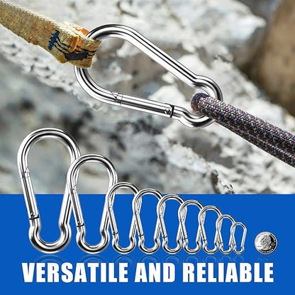 Small Carabiner Clip Hooks, 304 Stainless Steel Spring Snap Hook Fits Camping - Image 6