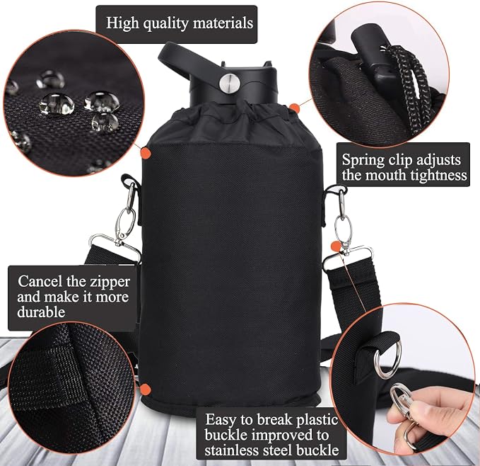 Water Bottle Insulated 32oz 40oz 64oz 128oz Straw Lid Spout Lid & 3 Lids - Image 9