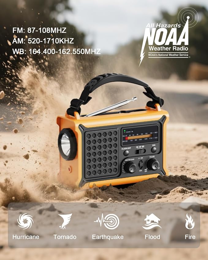 Emergency Weather Radio with Large Solar Panel, Efficient Hand Crank & Real - Image 7